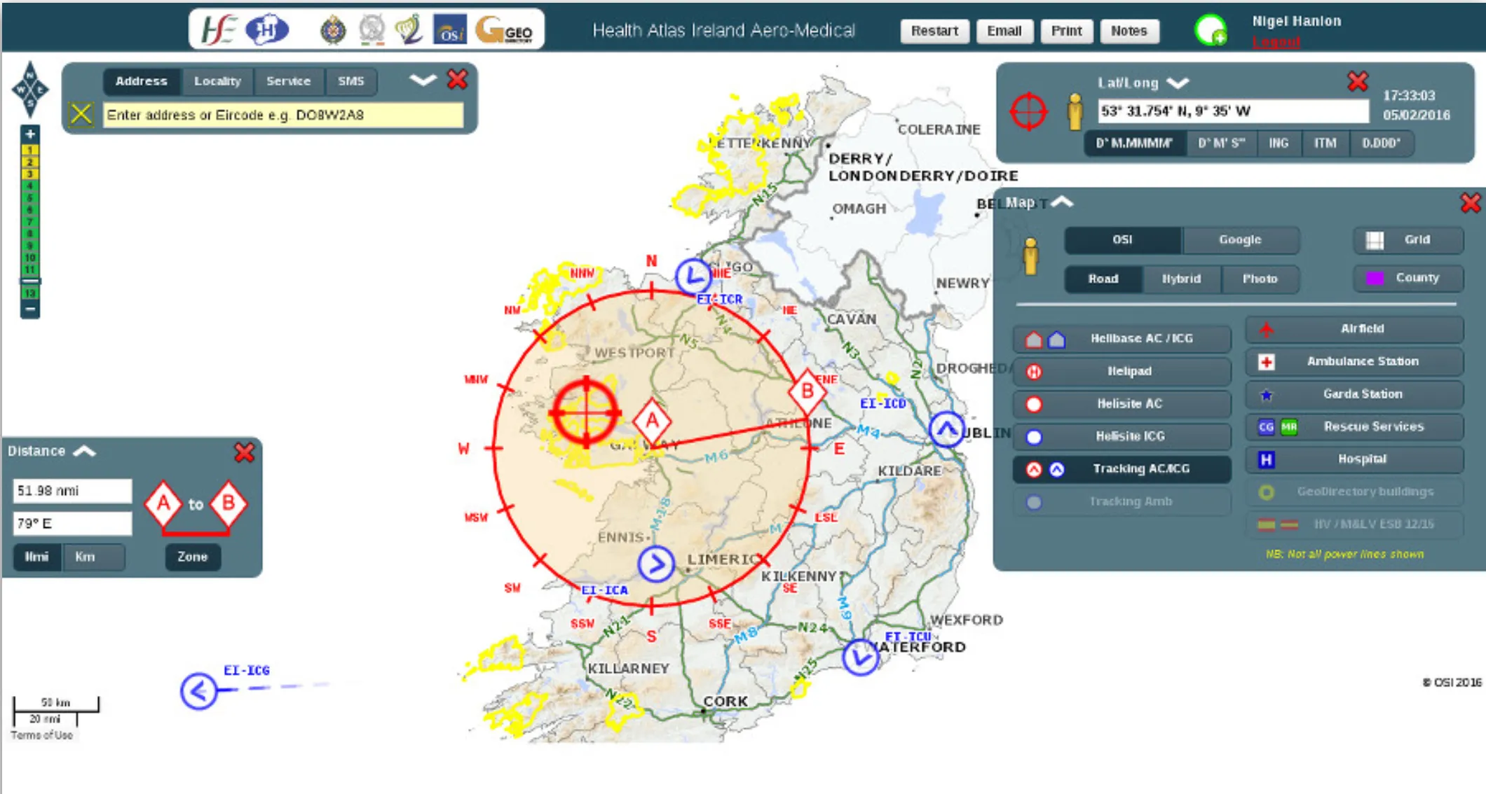 Screenshot of Health Atlas Ireland AeroMedical